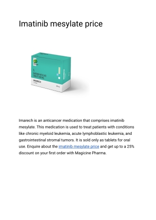 Imatinib mesylate price