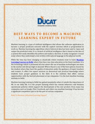 Do you Want to be a Machine Learning Expert