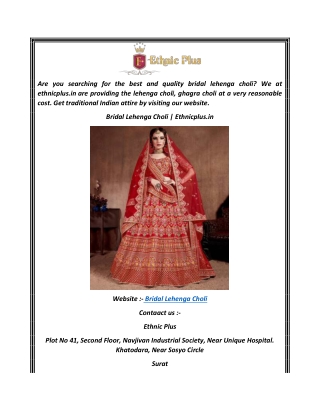 Bridal Lehenga Choli  Ethnicplus.in