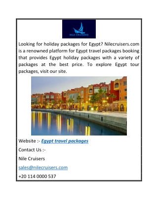 Egypt Travel Packages  Nilecruisers.com