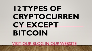 12 types of cryptocurrency except bitcoin
