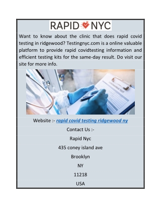 Rapid Covid Testing Ridgewood Ny Testingnyc.com