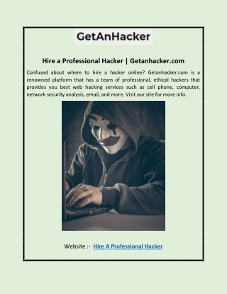 Hire a Professional Hacker | Getanhacker.com