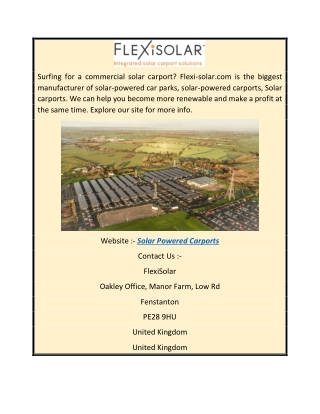 Solar Powered Carports Flexi-solar.com