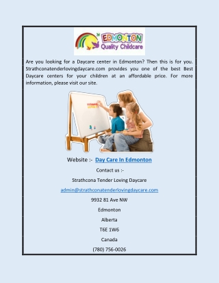 Day Care In Edmonton | Strathconatenderlovingdaycare.com