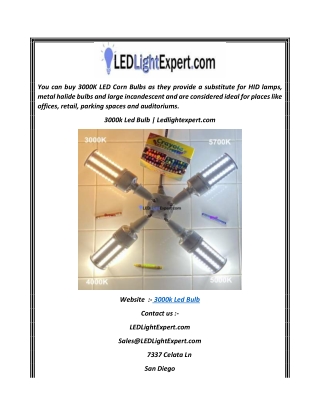 3000k Led Bulb  Ledlightexpert.com