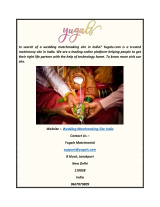 Wedding Matchmaking Site India  Yugals.com