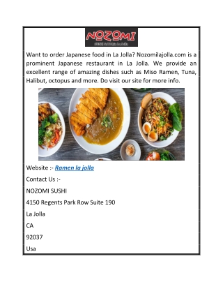 Ramen La Jolla  Nozomilajolla.com
