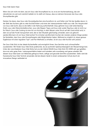 Neue Gerüchte über Sous Vide Garmethode    2020