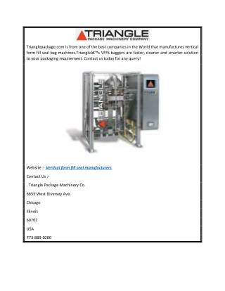 Vertical Form Fill Seal Manufacturers - VFFS Baggers