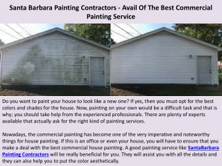 Santa Barbara Painting Contractors - Avail Of The Best Commercial Painting Service