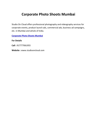 Corporate Photo Shoots Mumbai
