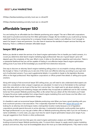 lawyer SEO prices