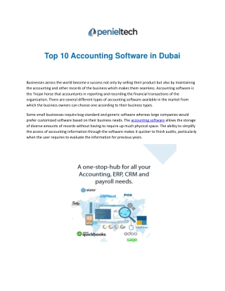 Top 10 Accounting Software in Dubai-Penieltech