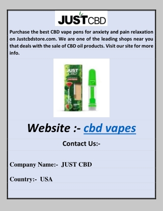 Cbd vapes  Justcbdstore.com
