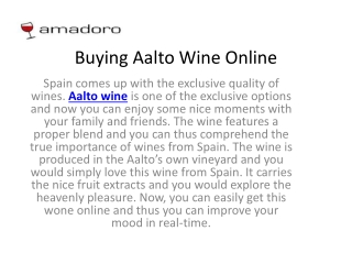 Buying Aalto Wine Online - Amadoro