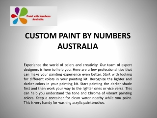 CUSTOM PAINT BY NUMBERS AUSTRALIA