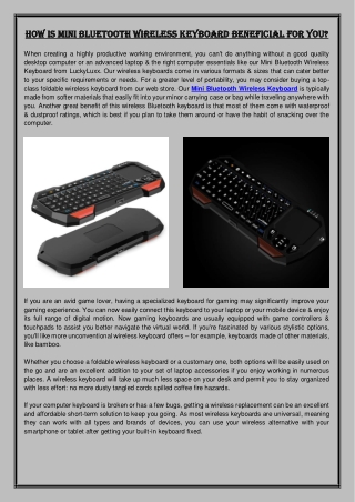 How Is Mini Bluetooth Wireless Keyboard Beneficial For You