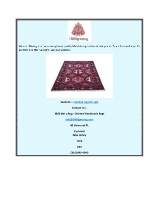 Mamluk Rugs for Sale  1800getarug.com