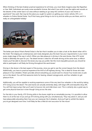 Polaris rental Dubai: It's Not as Difficult as You Think
