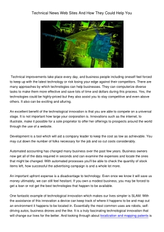 TechnicalNewsWebSitesAndHowTheyCouldHelpYou