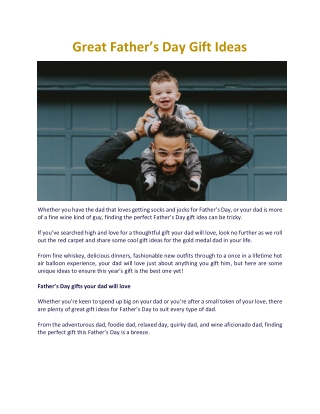 Great Father’s Day Gift Ideas