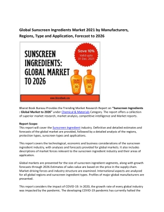 Sunscreen Ingredients Global Market to 2026