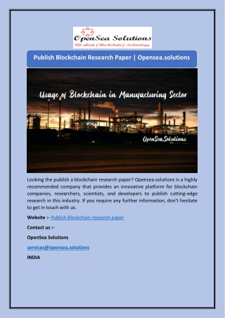 Publish Blockchain Research Paper | Opensea.solutions