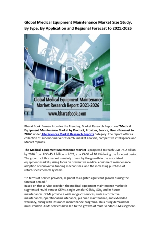 Global Medical Equipment Maintenance Market Research Report 2021-2026