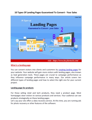 10 Types Of Landing Pages Guaranteed To Convert - Your Sales