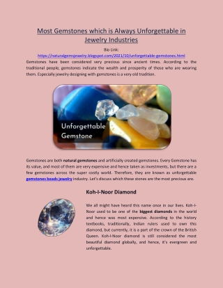 Most Gemstones Which is Always Unforgettable in Jewellery Industries