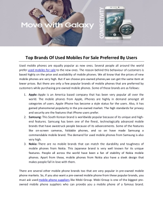 Top Brands Of Used Mobiles For Sale Preferred By Users