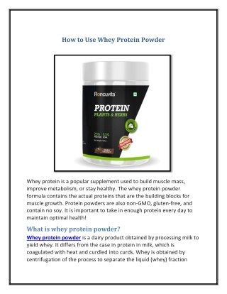 How to Use Whey Protein Powder