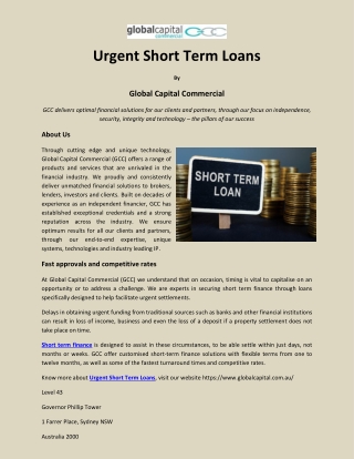 Urgent Short Term Loans