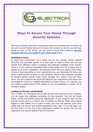 Ways To Secure Your House Through Security Systems