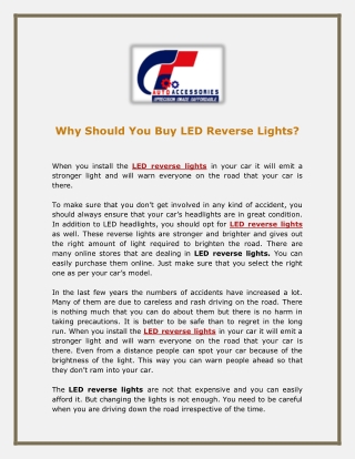 Why Should You Buy LED Reverse Lights