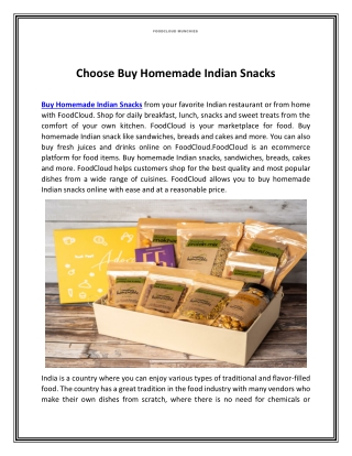 Buy Homemade Indian Snacks Online At Foodcloud