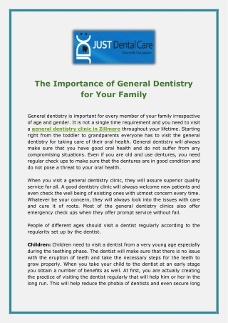 The Importance of General Dentistry for Your Family