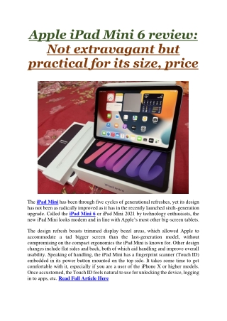 Apple iPad Mini 6 review Not extravagant but practical for its size, price