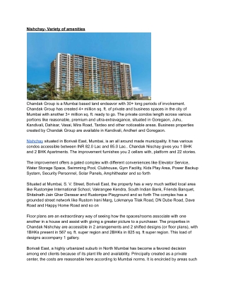 Nishchay- Variety of amenities