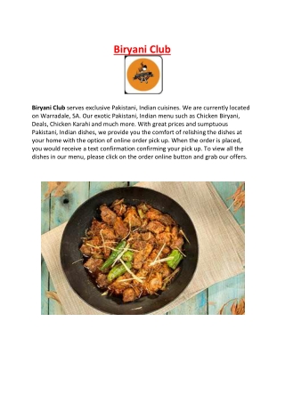 5% off - Biryani Club Restaurant Warradale Adelaide, SA