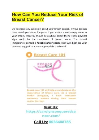 PPT - How Can You Reduce Your Risk of Breast Cancer? PowerPoint ...