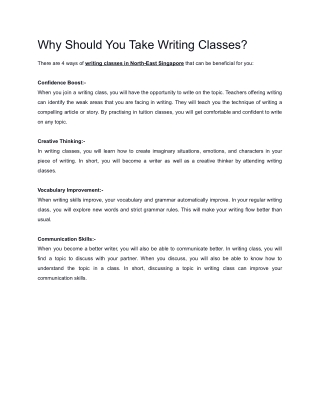 Why Should You Take Writing Classes