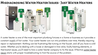 Misdiagnosing Water Heater Issues-  Just Water Heaters