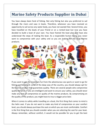 Marine Safety Products Supplier in Dubai