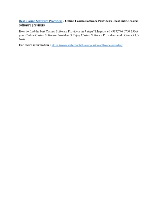 Casino Software Providers - Online Casino Software Providers - best online casin