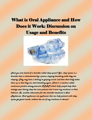 What is Oral Appliance and How Does it Work_ Discussion on Usage and Benefits