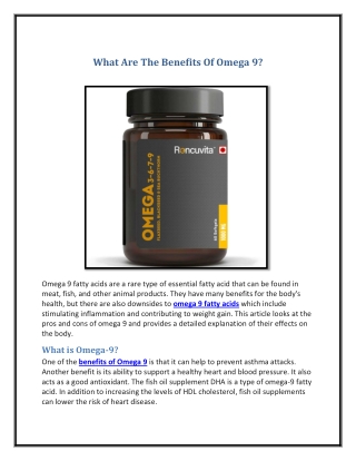 What Are The Benefits Of Omega 9