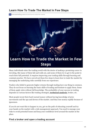 fxreviewtrading.com-Learn How To Trade The Market In Few Steps
