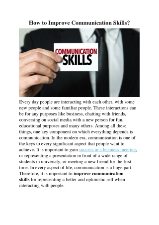How to Improve Communication Skills